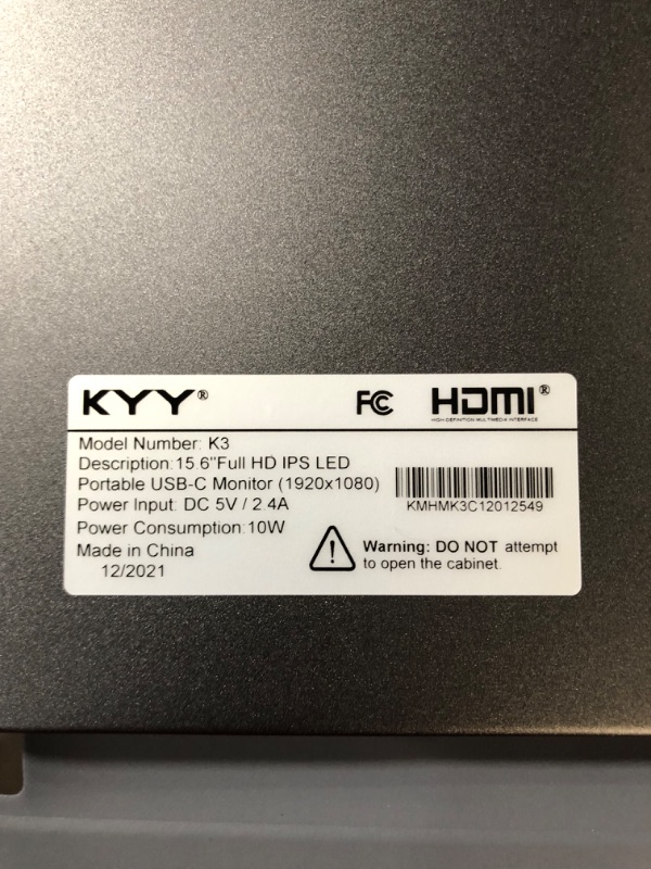 Photo 3 of KYY Portable Monitor 15.6inch 1080P FHD USB-C Laptop Monitor HDMI Computer Display HDR IPS