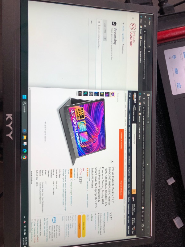 Photo 2 of **USED/ NO PACKAGING** KYY 4K Portable Monitor 15.6'' 3840x2160 UHD USB-C Monitor, 100% Adobe RGB, 400cd/?, Grey