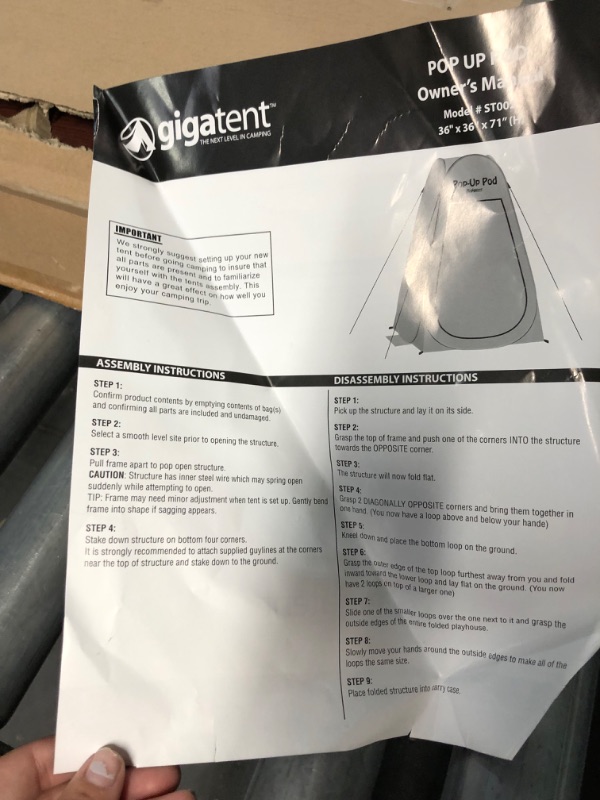 Photo 4 of **USED/ SLIGHT DAMAGES/SEE NOTES** GigaTent Pop Up Pod Changing Room Privacy Tent – Lightweight & Sturdy, Easy Set Up, Foldable - with Carry Bag