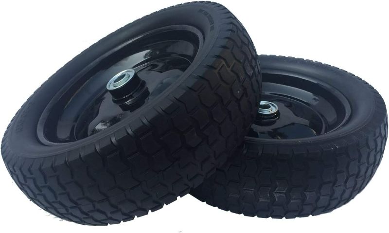 Photo 1 of 2 Pack Small 13x5.00-6 Flat Free Tire,Turf Tread,2.25"offset hub 