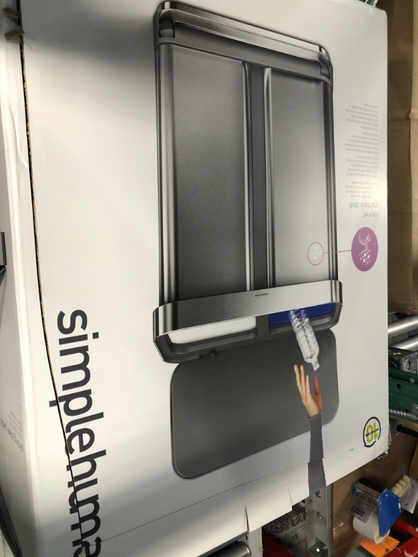 Photo 3 of **USED** LID OPENS SLOWLY** simplehuman 58 Liter / 15.3 Gallon Rectangular Hands-Free Dual Compartment Recycling Kitchen Step Trash Can