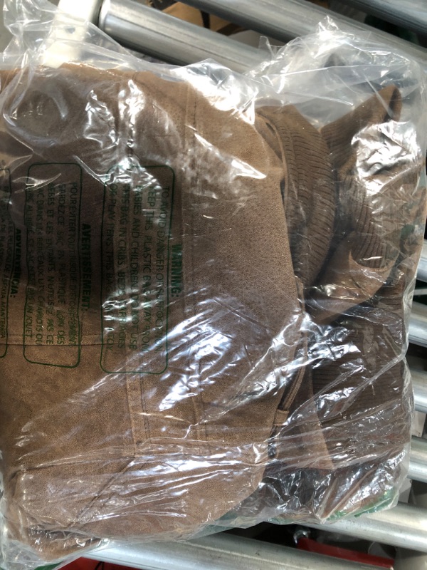 Photo 1 of FLAVOR Men Brown Leather Motorcycle Jacket with Removable Hood 4X-Large Big Tall Brown