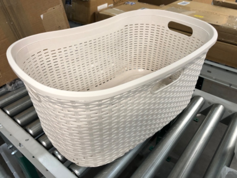 Photo 2 of ***DAMAGED*** Mind Reader Basket Collection, Laundry Basket, 40 Liter (10kg/22lbs) Capacity, Cut Out Handles, Ventilated, Set of 2, Ivory Ivory 2-Pack