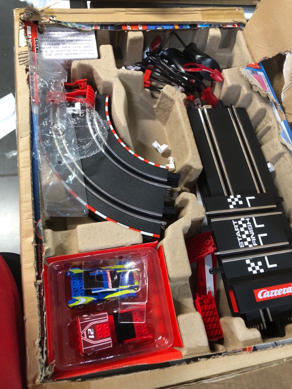 Photo 2 of Carrera GO!!! Build 'N Race 62529 Racing Set 3.6 Electric Powered Slot Car Racing Kids Toy Blocks Race Track Set Includes 2 Hand Controllers and 2 Cars in 1:43 Scale