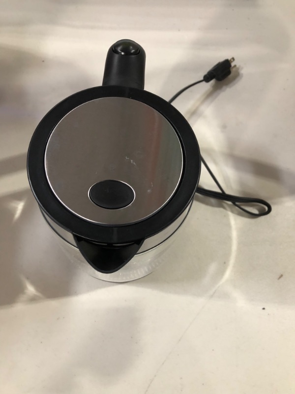 Photo 1 of Amazon Basics Electric Glass and Steel Hot Tea Water Kettle, 1.7-Liter 1.7 Liter Glass Electric Kettle 1.7L