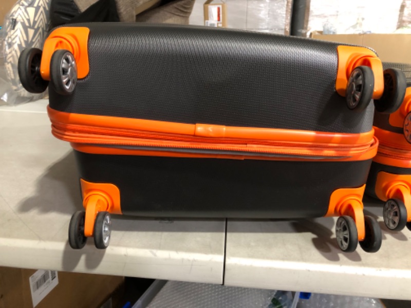 Photo 5 of **USED**CORNERS ARE DENTED IN ON 28 IN**SEE PICTURES **Rockland Melbourne Hard side Expandable Spinner Wheel Luggage, (Charcoal N Orange), 2-Piece Set (20/28)