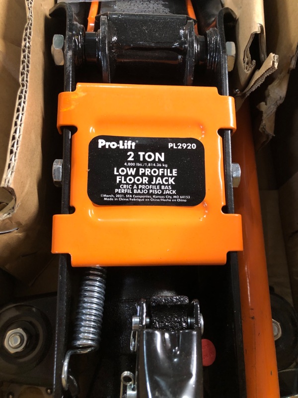 Photo 3 of **PARTS ONLY WHEEL IS BROKEN OFF**
Pro-LifT PL2920 2 Ton Floor Jack - Car Hydraulic Trolley Jack Lift with 4000 Lbs Capacity for Home Garage Shop - ORANGE/BLACK