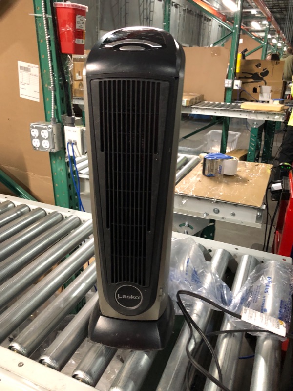 Photo 2 of *** MISSING REMOTE **** Lasko Oscillating Ceramic Tower Space Heater for Home with Adjustable Thermostat, Timer and Remote Control, 22.5 Inches, Grey/Black, 1500W, 751320