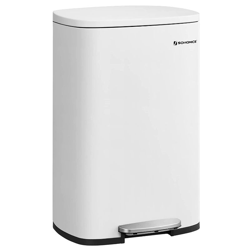 Photo 1 of *NEW*  SONGMICS 13 Gallon Trash Can, Stainless Steel Kitchen Garbage Can, White ULTB050W01