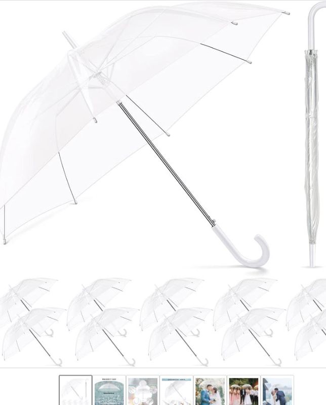 Photo 1 of eginary 12 Pack Clear Umbrella Wedding Style Stick Umbrellas Large Canopy Stick
