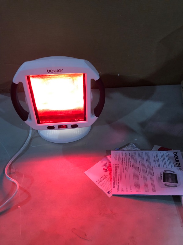 Photo 1 of Beurer IL50 Infrared Heat Lamp, Red Light Heat Device (Portable), for Muscle Pain and Pain Relief, for Cold Relief, Improves Blood Circulation, 300W, Safety-Features