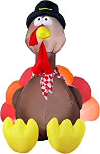 Photo 1 of 4 Foot Tall Happy Thanksgiving Inflatable Turkey with Pilgrim Hat Perfect Thanksgiving Autumn LED Lights Decor Outdoor Indoor Holiday Decorations, Blow up Lighted Yard Lawn Decor Home Family Outside