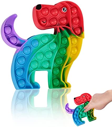 Photo 1 of GlueMii Silicone Popper Pop Push Bubble Fidget Sensory Toy Bundle,Stress Reliever Autism Special Need Anti-Anxiety ADD ADHD Squeeze Toy for Kids Boys Girls,Cute Rainbow Puppy