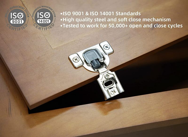 Photo 1 of 70 Pack 1-1/4" Overlay Soft Close Cabinet Hinges for Kitchen Cabinets -Satin Nickel 