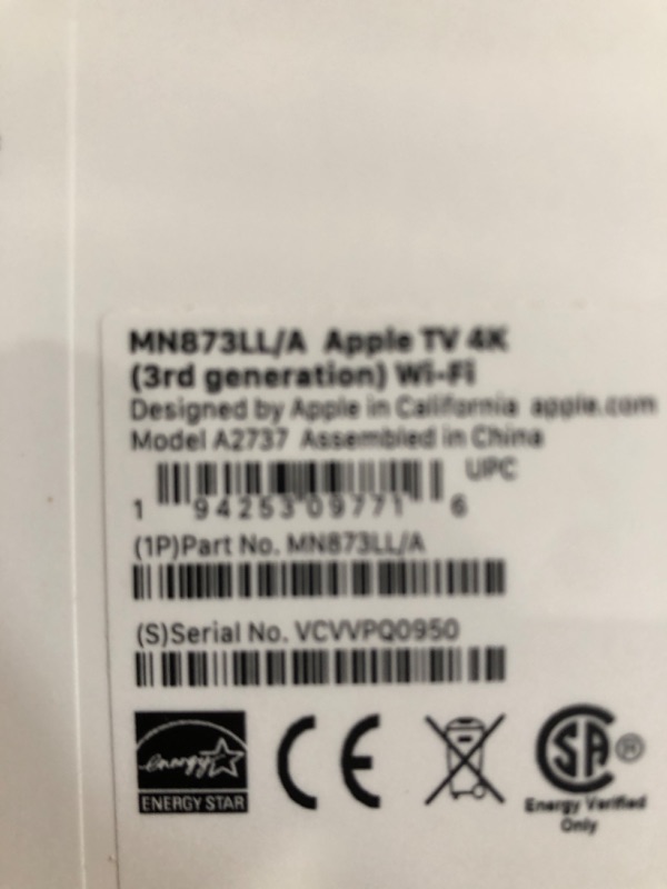 Photo 1 of Apple 2022 Apple TV 4K Wi?Fi with 64GB Storage (3rd Generation) 64GB WiFi only