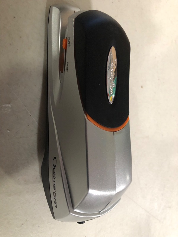 Photo 2 of Swingline 48207 Optima Grip Electric Stapler, 20-Sheet Capacity - Silver 20 Sheet (Orange Trim)