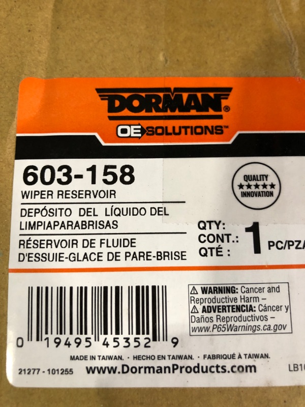 Photo 3 of Dorman 603-158 Front Washer Fluid Reservoir Compatible with Select Models