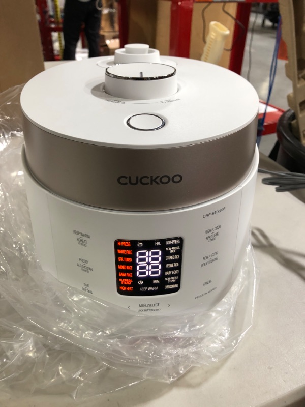 Photo 2 of !!!SEE CLERK NOTES!!!
CUCKOO CRP-ST0609F | 6-Cup (Uncooked) Twin Pressure Rice Cooker & Warmer | 12 Menu Options | (6 CUP) White