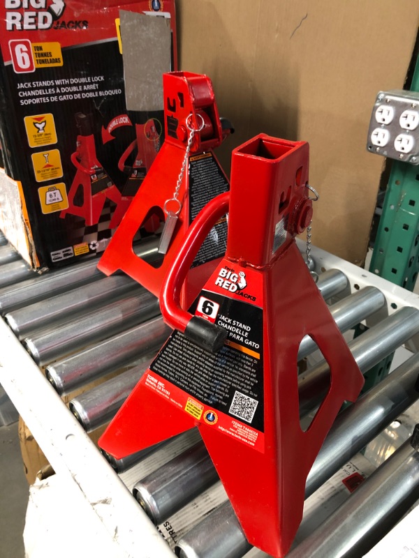 Photo 2 of BIG RED T46002A Torin Steel Jack Stands: Double Locking, 6 Ton (12,000 lb) Capacity, Red, 1 Pair