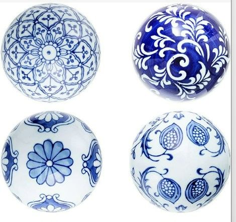 Photo 2 of **USED** 4 BALLS ONLY** Ka Home Blue Porcelain Orbs Decorative Balls-Small Ceramic Spheres for Centerpiece  
