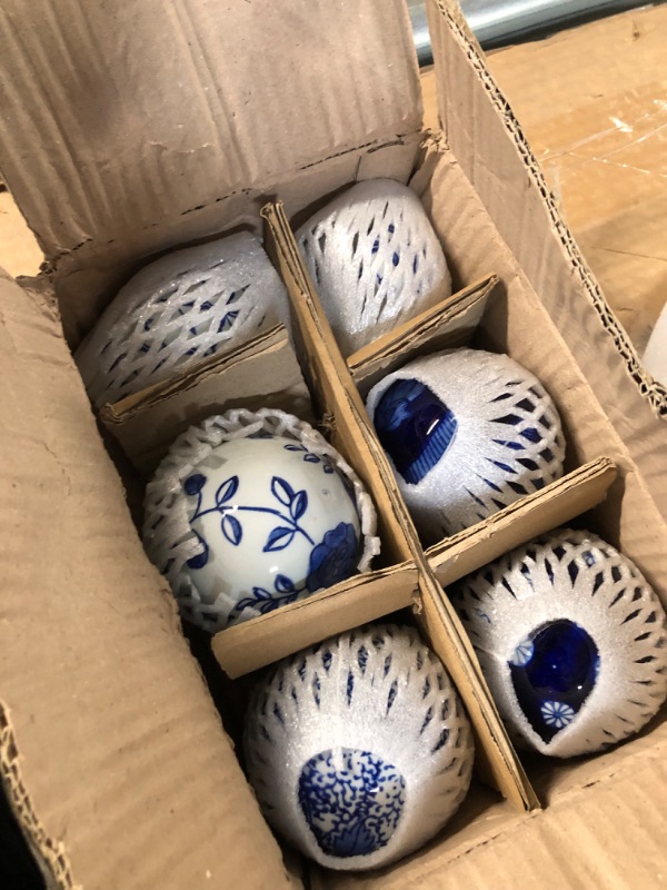 Photo 1 of **USED** 4 BALLS ONLY** Ka Home Blue Porcelain Orbs Decorative Balls-Small Ceramic Spheres for Centerpiece  
