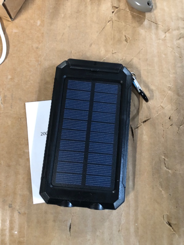 Photo 2 of Solar Charger Portable Solar Power Bank for Cell Phone Waterproof External Backup Battery Power Pack Charger Built-in Dual USB/Flashlight