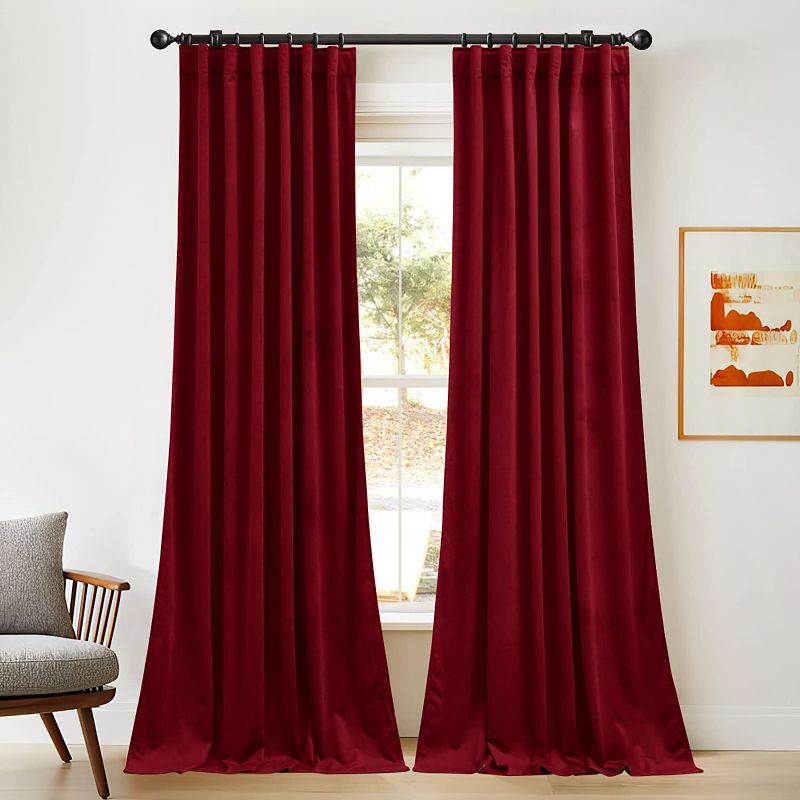 Photo 1 of  Red Christmas Velvet Curtains, Extra Long- Unknown Manufacture (1 pack)