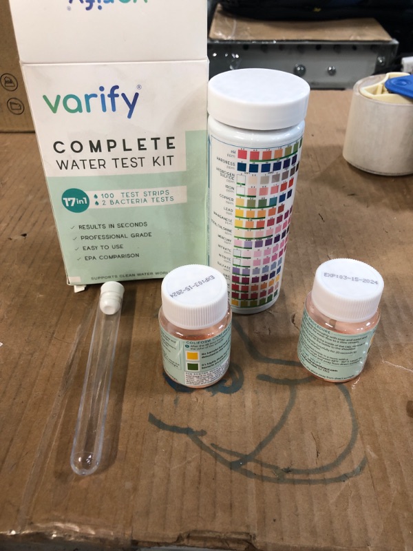 Photo 2 of 17 in 1 Premium Drinking Water Test Kit - 100 Strips + 2 Bacteria Tests - Home Water Quality Test - Well and Tap Water - Easy Testing for Lead, Bacteria, Hardness, Fluoride, pH, Iron, Copper and more!