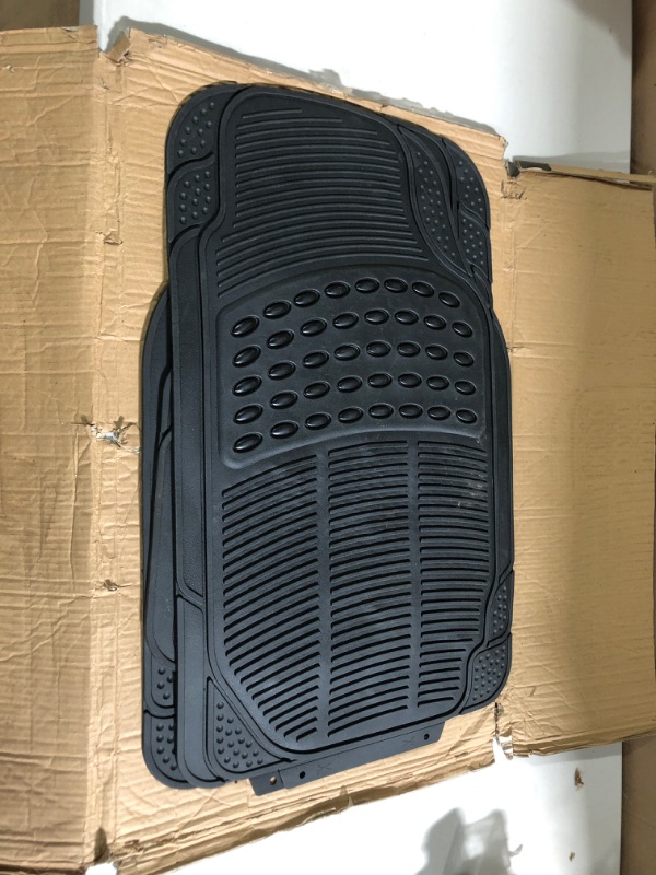 Photo 2 of Bdk MT783PLUS Proliner Original 3PC Heavy-Duty Front & Rear Rubber Floor Mats for Car SUV Van & Truck - All Weather Protection Universal Fit (Black)