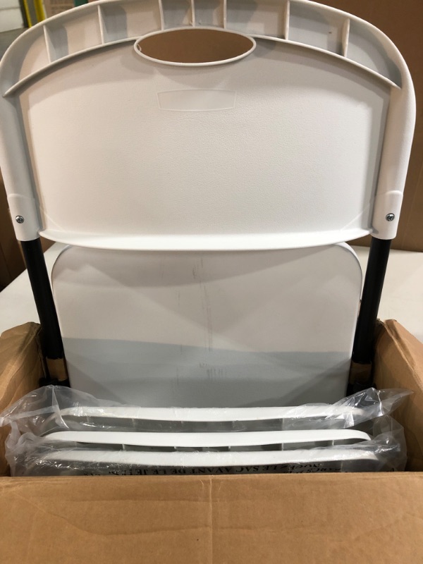 Photo 2 of Amazon Basics Folding Plastic Chair, 350-Pound Capacity, White, 4-Pack 4-Pack White Plastic Chair
