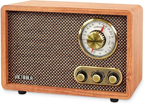 Photo 1 of Victrola Retro Wood Bluetooth Radio with Built-in Speakers, Elegant & Vintage Design, Rotary AM/FM Tuning Dial, Wireless Streaming, Walnut