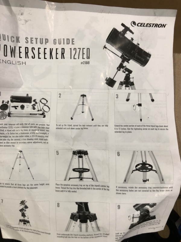 Photo 4 of Celestron - PowerSeeker 127EQ Telescope - Manual German Equatorial Telescope for Beginners - Compact and Portable - Bonus Astronomy Software Package - 127mm Aperture 127EQ Newtonian