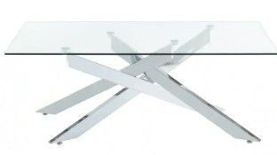 Photo 1 of 47 in. Rectangular Coffee Table With Glass Top in Silver