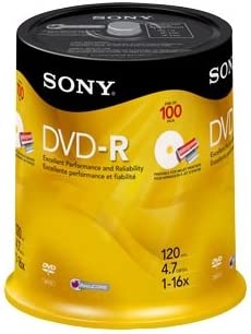 Photo 1 of Sony 16x 4.7GB Inkjet Printable Blank DVD-R (100-Pack Spindle)
