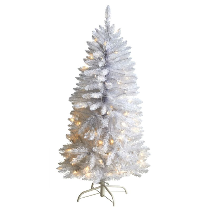 Photo 1 of 4' Slim White Christmas Tree with 100 Lights - 48