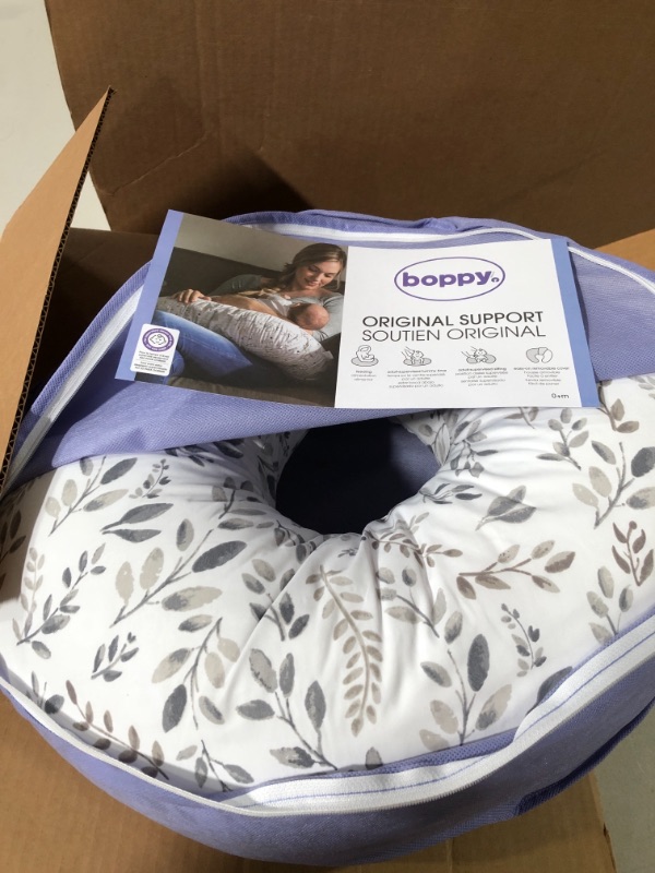 Photo 2 of Boppy Nursing Pillow and Positioner—Original | Gray Taupe Watercolor Leaves with Removable Cotton Blend Cover 