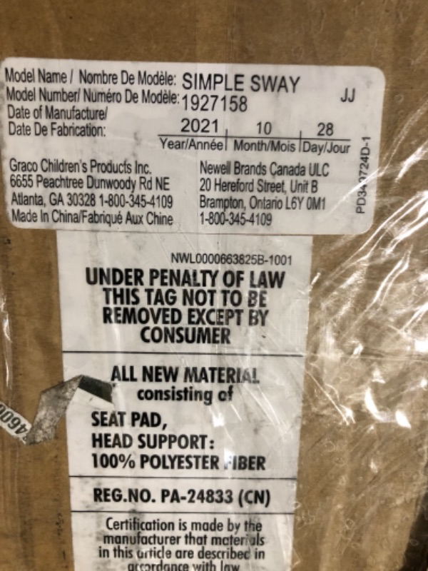 Photo 1 of Graco Simple Sway Swing, 34.3x35.7x41.1 Inch 