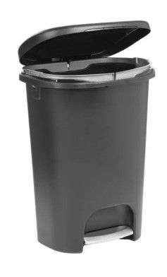 Photo 1 of **SEE NOTES**Rubbermaid 13 gal Premium Slow Close Step-on Plastic Kitchen Trash Can, Black