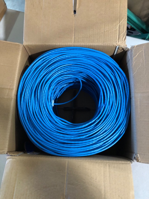 Photo 2 of 1000ft Cat5e Blue Solid 24AWG Cable UTP Cat5 Bulk Network Wire (Unshielded (UTP), Blue) Unshielded (UTP) Blue