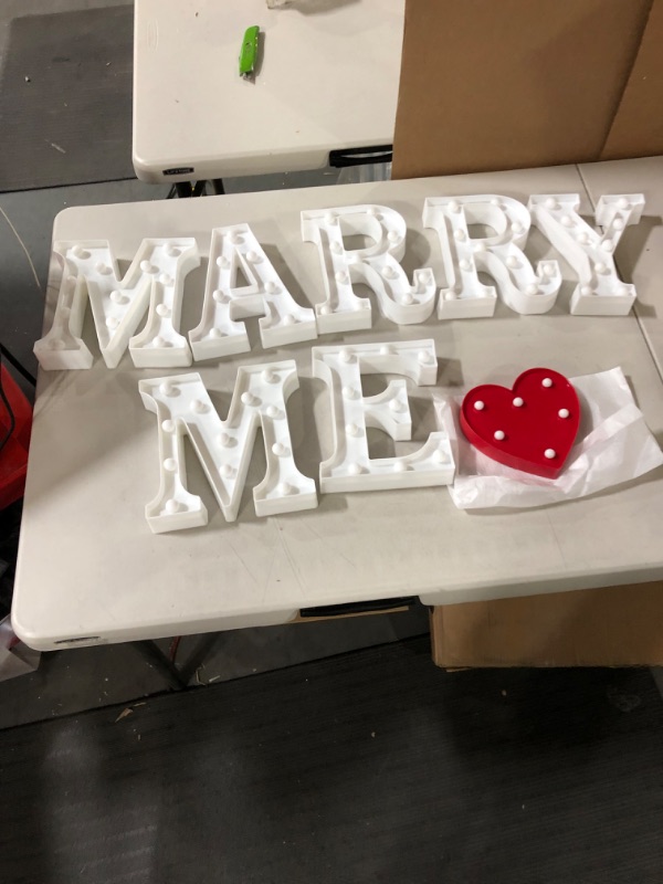 Photo 2 of **SEE NOTES** Marry Me Decorative Plastic LED LETTERS.