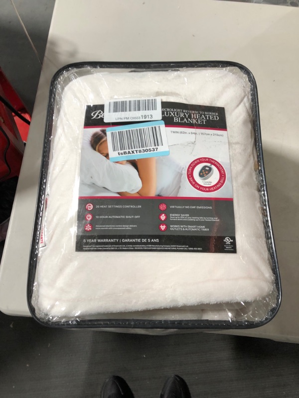 Photo 3 of *SEE NOTES* Beautyrest Reversible Microlight to Sherpa Electric Blanket,Ivory Twin (84 inx62 in) 