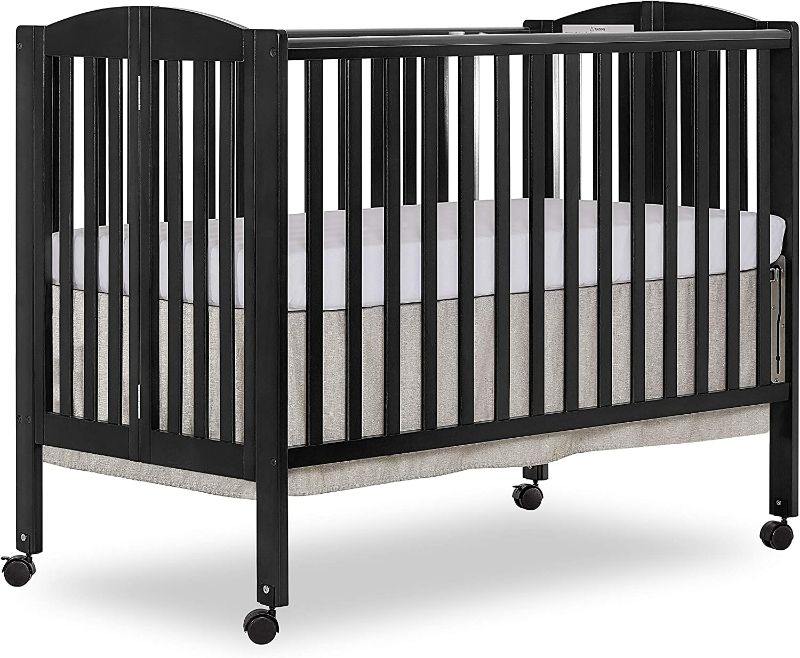 Photo 1 of Dream On Me Full Size 2 in 1 Folding Stationary Side Crib with Dream On Me Spring Crib Twilight Black Crib