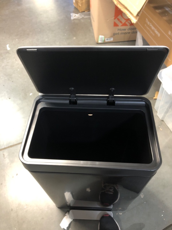 Photo 4 of *SEE NOTES* Kohler 20940-BST Step Trash Can, 13 Gallon, Black with Stainless Steel Black Stainless Steel 13 Gallon Can