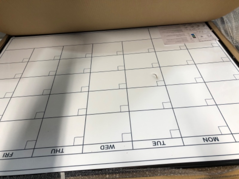 Photo 2 of Lockways Dry Erase Calendar Whiteboard, Magnetic 48 X 36 Inch, Ultra-Slim Black Aluminium Frame Black - **DENTED