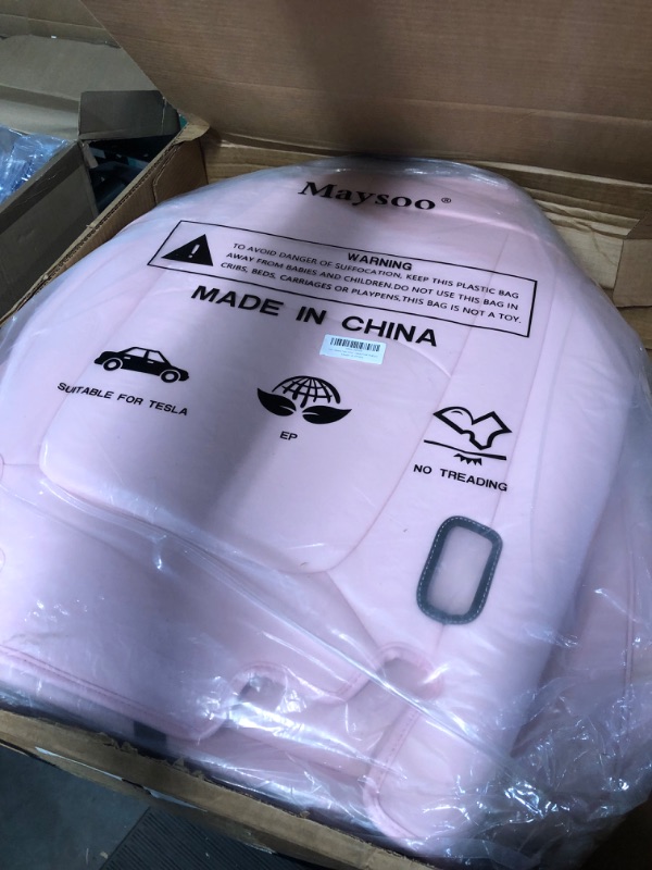 Photo 2 of Maysoo Tesla Model Y Seat Covers Pink Nappa Leather Car Seat Covers