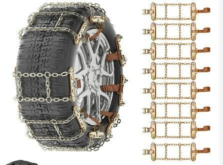 Photo 1 of Tire Chains, 8 Pack Snow Chains Tire Width 215mm-295mm (8.46-11.61 inch), Heavy Duty, Thickened, Durable