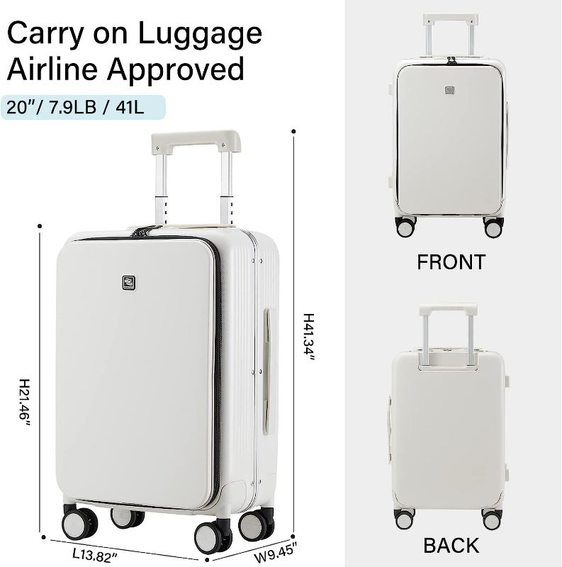 Photo 1 of **DIRTY AND MINOR SCRATCH MARKS**
Hanke Upgrade 20" Carry On Luggage with Front Laptop Pocket, Rolling Suitcase 20-Inch Smoke White