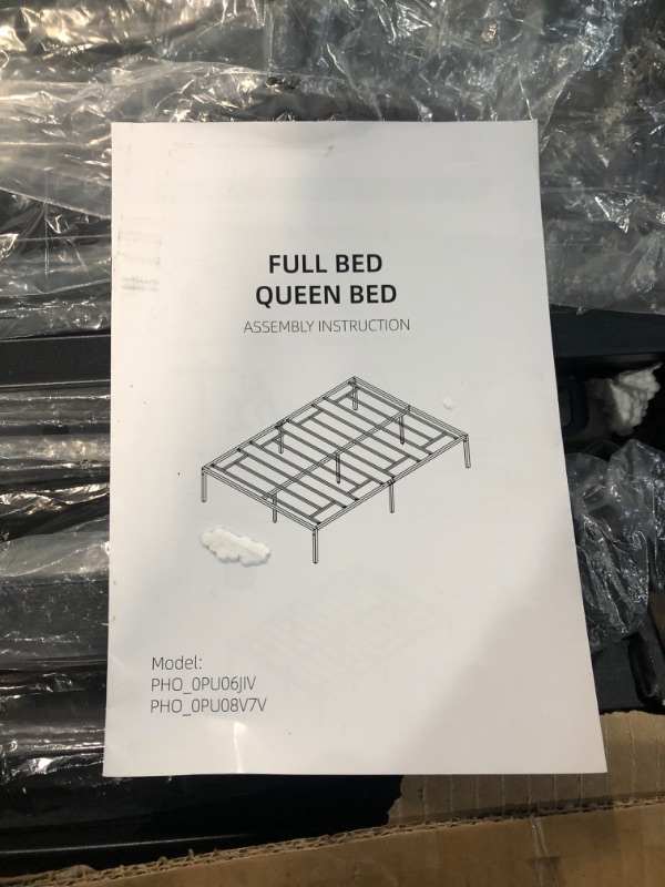 Photo 4 of *USED* Alkmaar Full Size Bed Frame,14 Inch Black Metal Full Bed Frame,No Box Spring Needed Full Size Platform Bed Frame