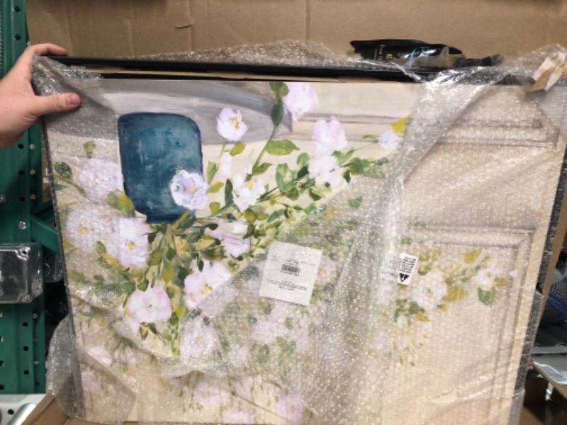 Photo 1 of *PARTS ONLY** Stupell Industries Geranium Tabletop Country Still Life Painting Blooming Flowers, Designed by Julia Purinton Black Framed Wall Art, 30 x 24, Beige