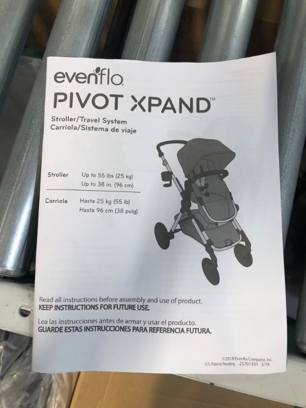 Photo 5 of Evenflo Pivot Xpand Modular Stroller, Converts to Double Stroller, Extra-Large Storage Basket, Compact Folding Design, 55-lb Capacity, Percheron Gray